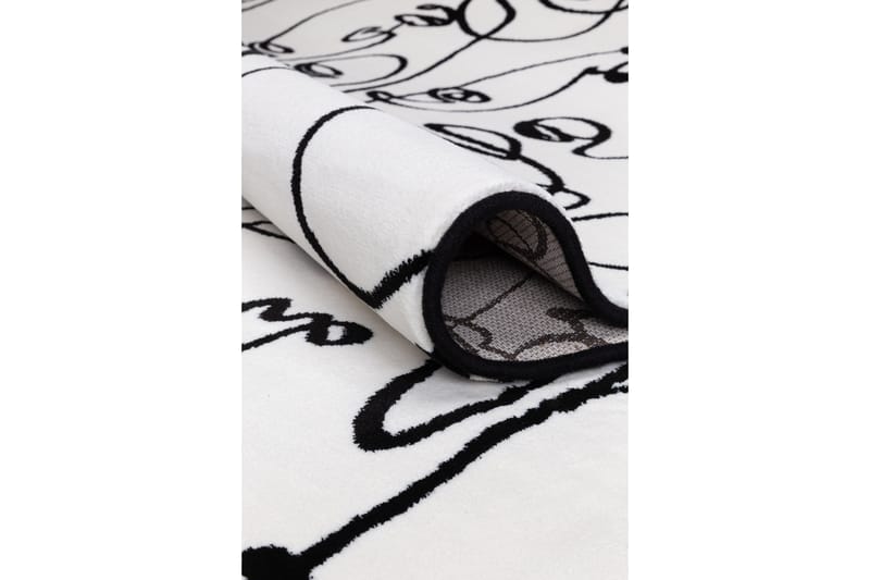 Ink Face Tæppe 200 cm Rund - Hvid - Tekstiler - Tæpper - Moderne tæppe - Wiltontæpper