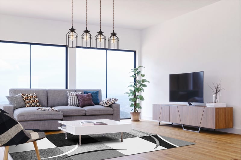 London Friezetæppe 133x190, Sort