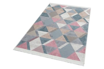 Mihriban Tæppe 160x230 cm - Blå/Lyserød/Beige/Grå/Bomuld - Tekstiler - Tæpper - Fladvævet tæppe