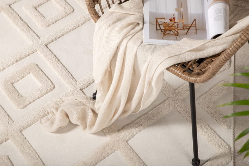 Misionas Wiltontæppe 160x230 cm - Hvid - Wiltontæpper - Mønstrede tæpper - Store tæpper