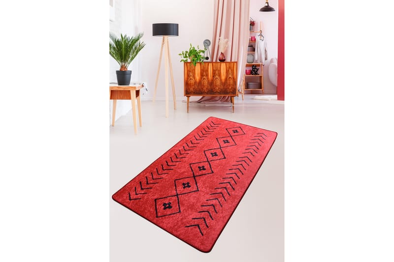 Sehnaz Tæppe 160x230 cm - Rød/Sort/Velour - Tæpper - Store tæpper