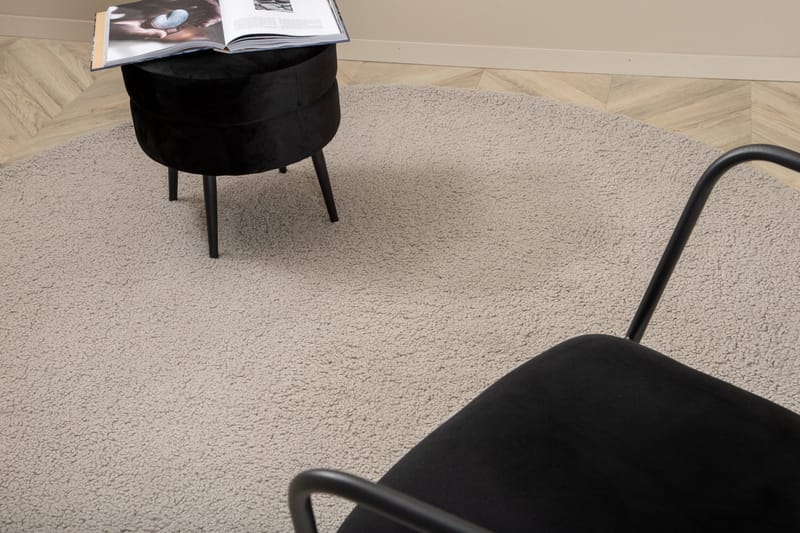 Teddy Ryatæppe Rund 200 cm - Grå - Tekstiler - Tæpper - Moderne tæppe - Ryatæpper