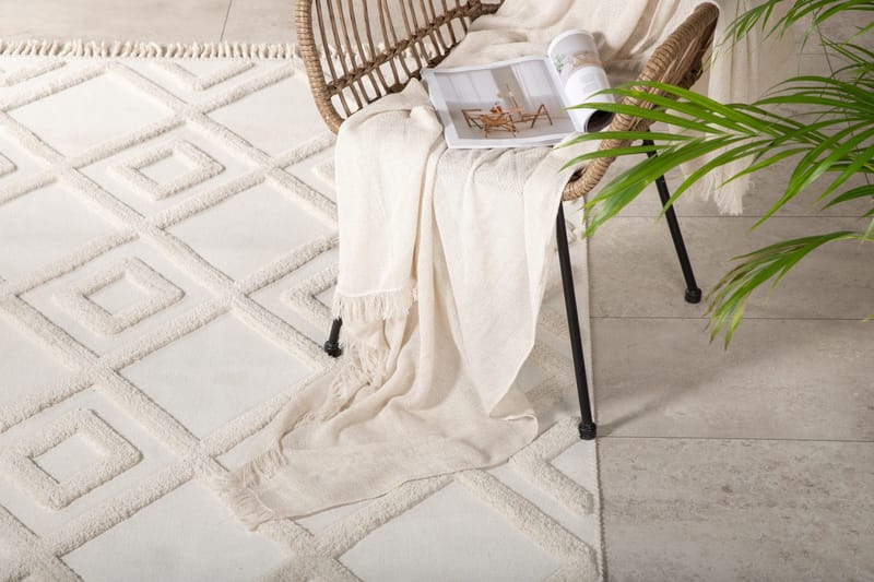 Towa Wiltontæppe 160x230 cm - Hvit - Tekstiler - Tæpper - Moderne tæppe - Wiltontæpper