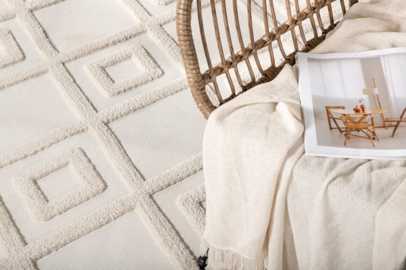 Towa Wiltontæppe 160x230 cm - Hvit - Tekstiler - Tæpper - Moderne tæppe - Wiltontæpper