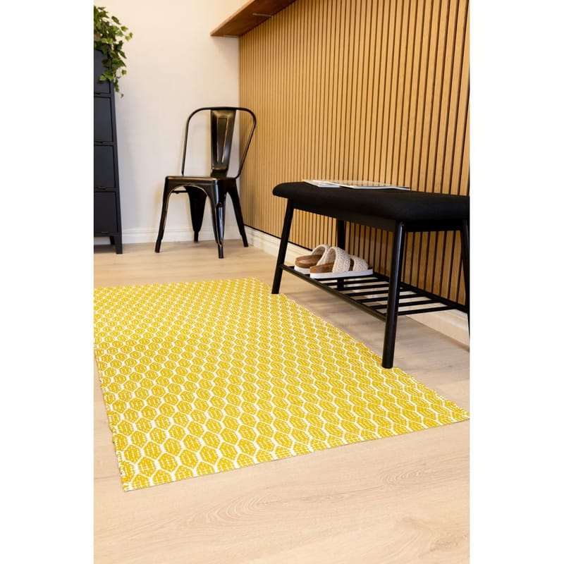 Plasttæppe Hilma Link - 150x220 cm, Gul - Tekstiler - Tæpper - Udendørs tæpper - Plasttæpper