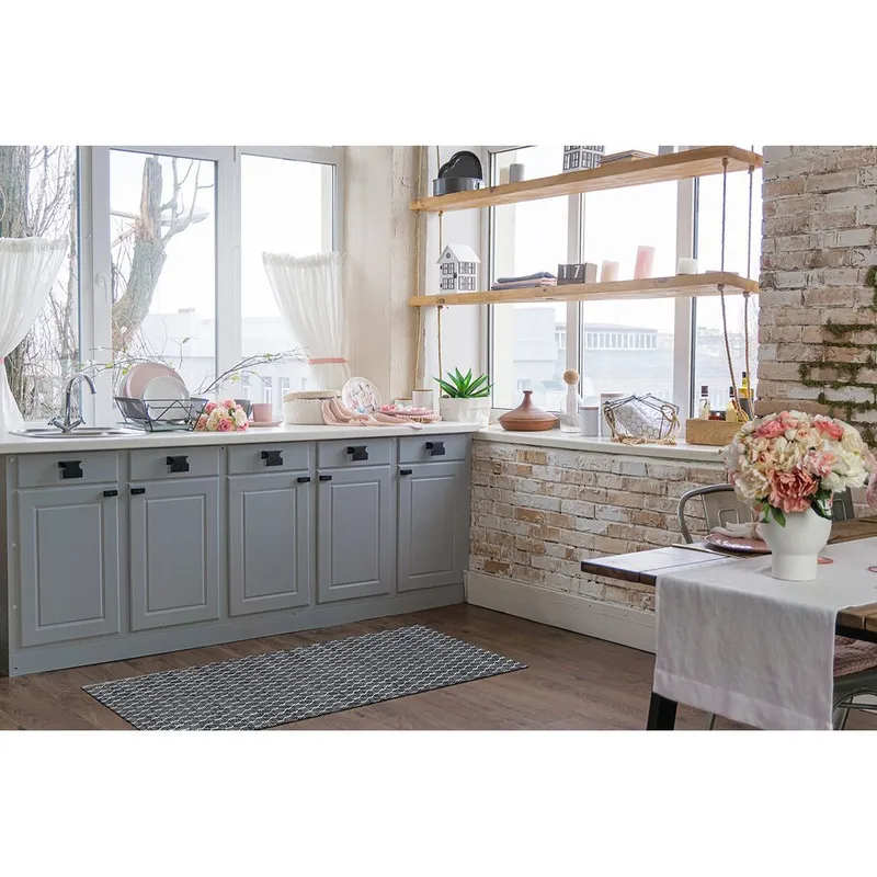 Plasttæppe Hilma Link - 70x150 cm, Sort - Tekstiler - Tæpper - Udendørs tæpper - Plasttæpper