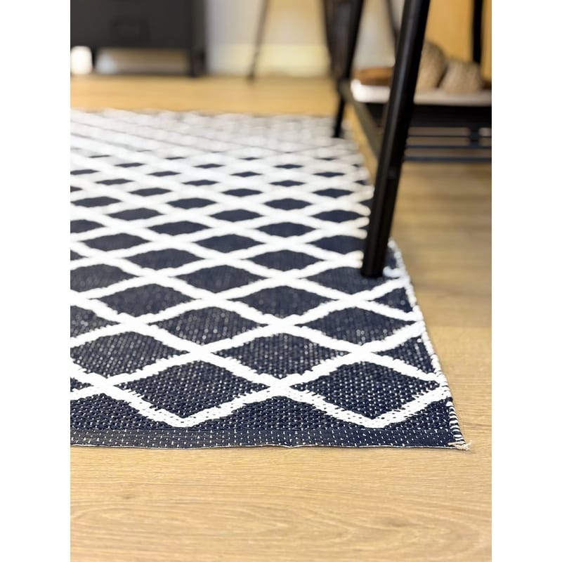 Plasttæppe Hilma Wave - 150x220 cm, Blå - Tekstiler - Tæpper - Udendørs tæpper - Plasttæpper