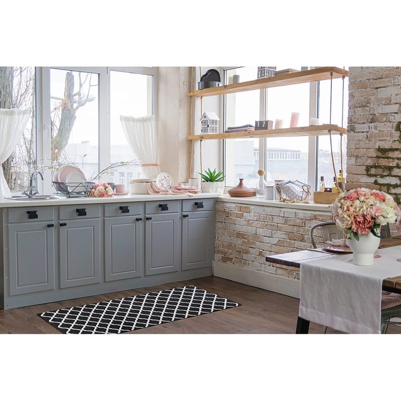 Plasttæppe Hilma Wave - 150x220 cm, Sort - Tekstiler - Tæpper - Udendørs tæpper - Plasttæpper