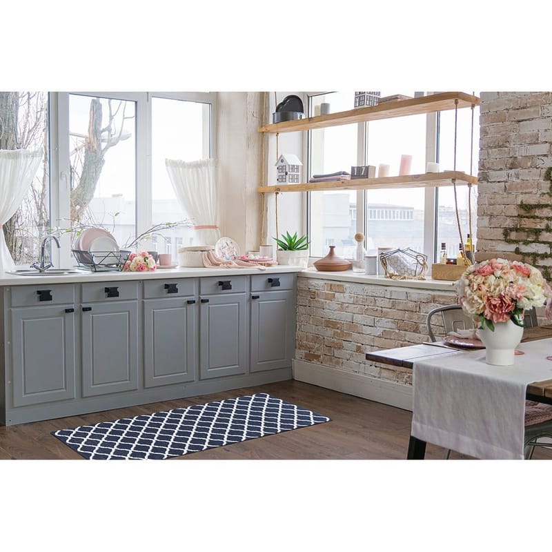 Plasttæppe Hilma Wave - 70x150 cm, Blå - Tekstiler - Tæpper - Udendørs tæpper - Plasttæpper