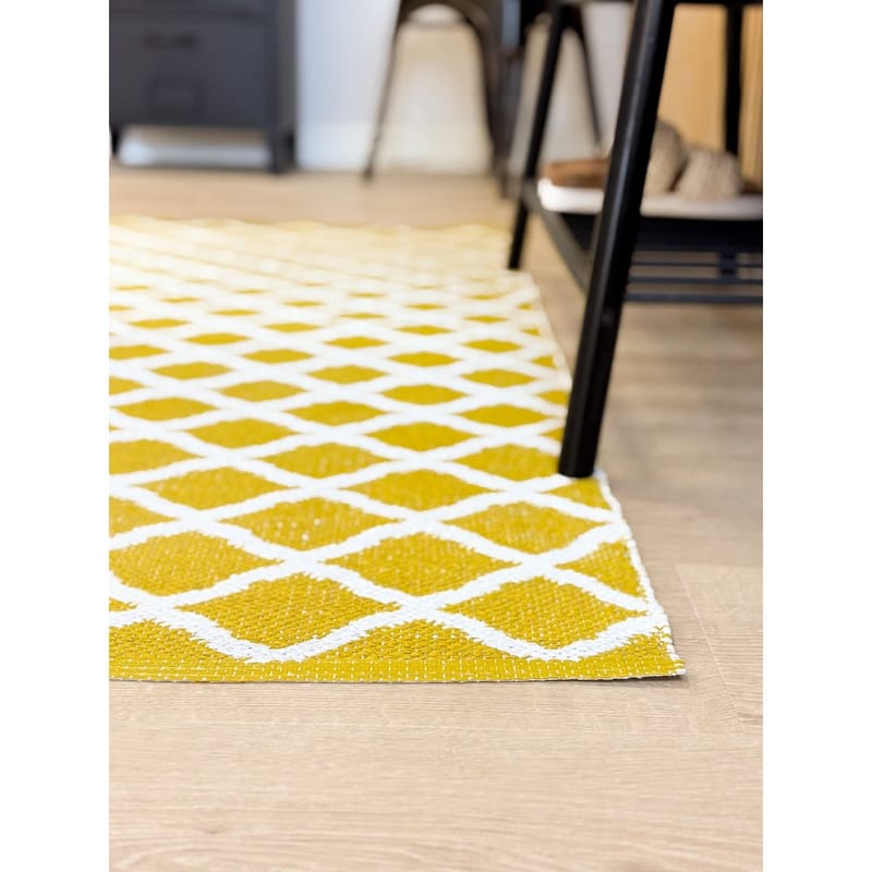 Plasttæppe Hilma Wave - 70x150 cm, Gul - Tekstiler - Tæpper - Udendørs tæpper - Plasttæpper