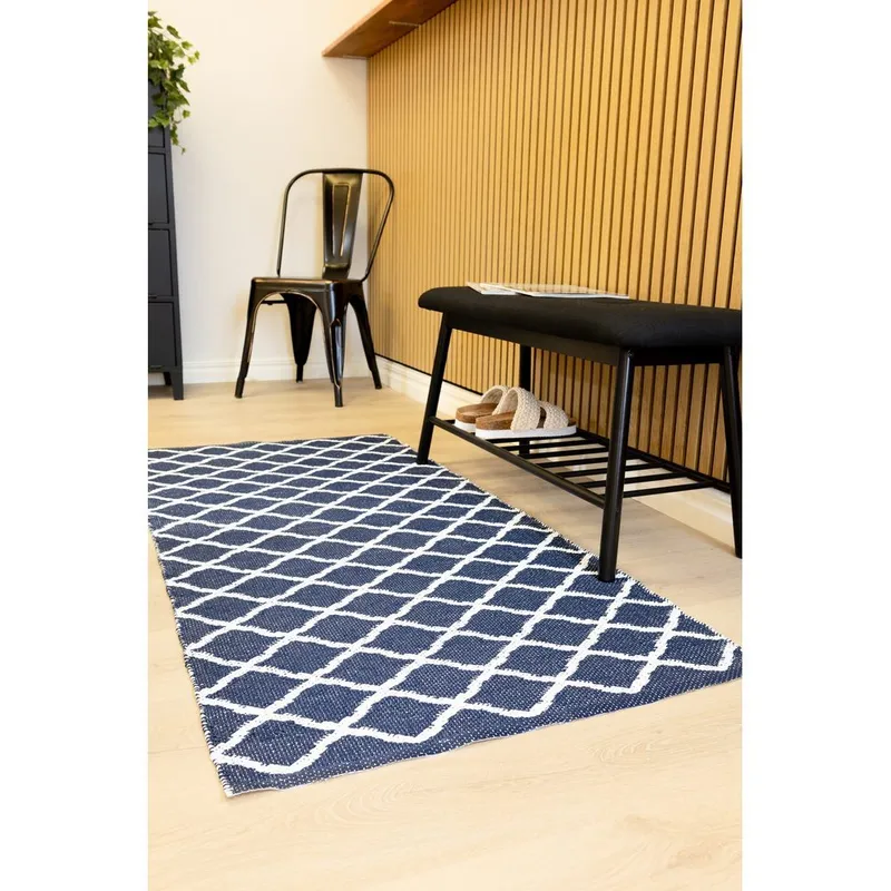 Plasttæppe Hilma Wave - 70x200 cm, Blå - Tekstiler - Tæpper - Udendørs tæpper - Plasttæpper