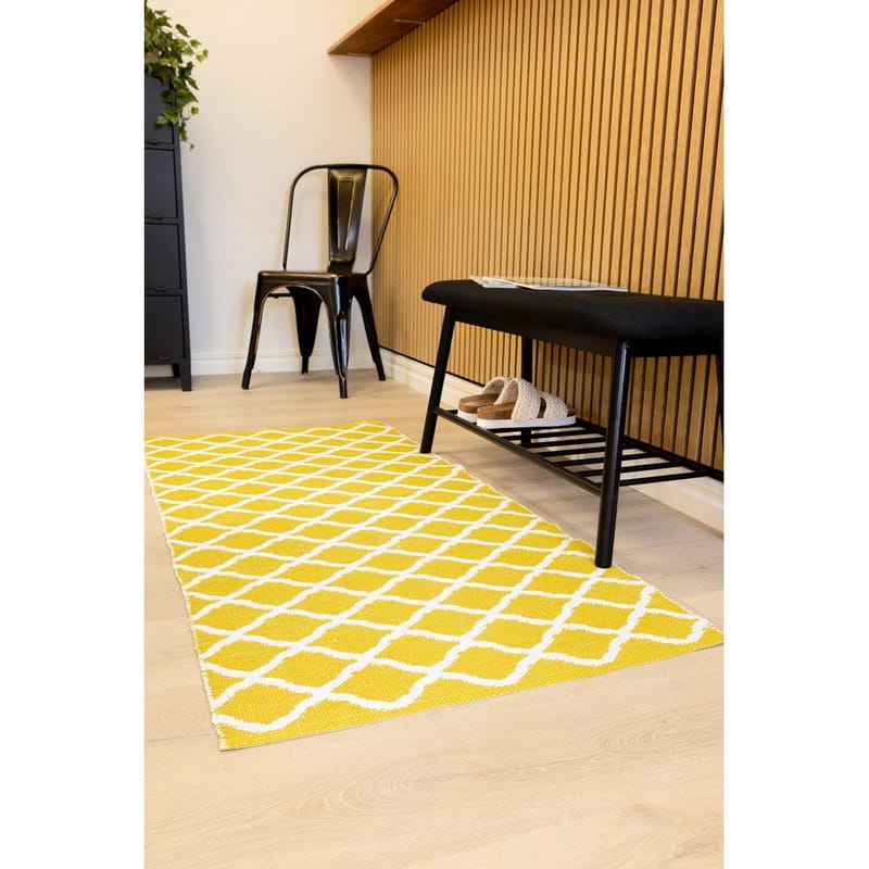Plasttæppe Hilma Wave - 70x200 cm, Gul - Tekstiler - Tæpper - Udendørs tæpper - Plasttæpper