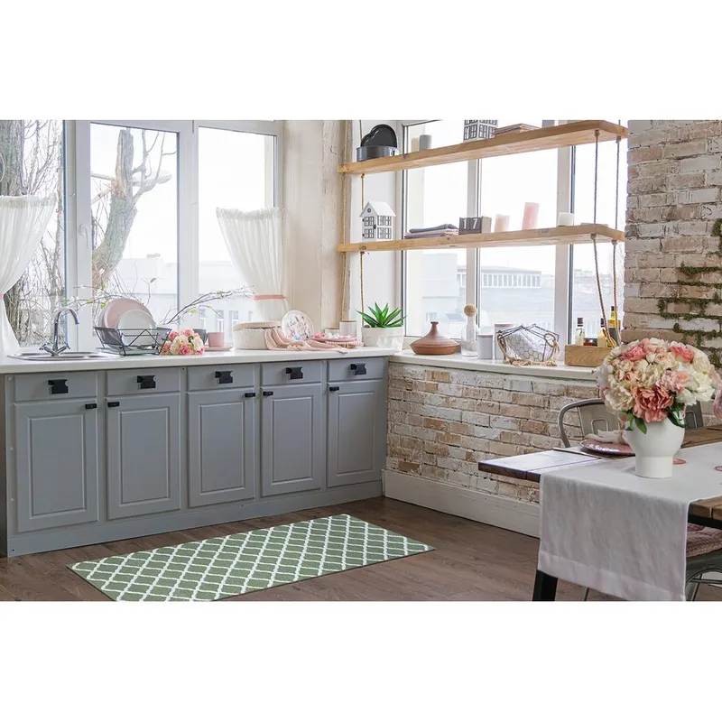 Plasttæppe Hilma Wave - 70x250 cm, Grøn - Tekstiler - Tæpper - Moderne tæppe - Wiltontæpper