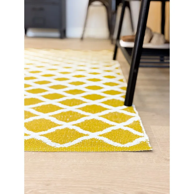 Plasttæppe Hilma Wave - 70x250 cm, Gul - Tekstiler - Tæpper - Udendørs tæpper - Plasttæpper