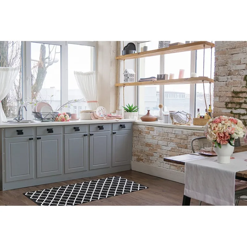 Plasttæppe Hilma Wave - 70x250 cm, Sort - Tekstiler - Tæpper - Udendørs tæpper - Plasttæpper