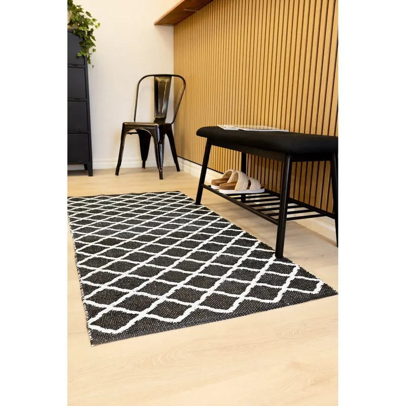 Plasttæppe Hilma Wave - 70x250 cm, Sort - Tekstiler - Tæpper - Udendørs tæpper - Plasttæpper