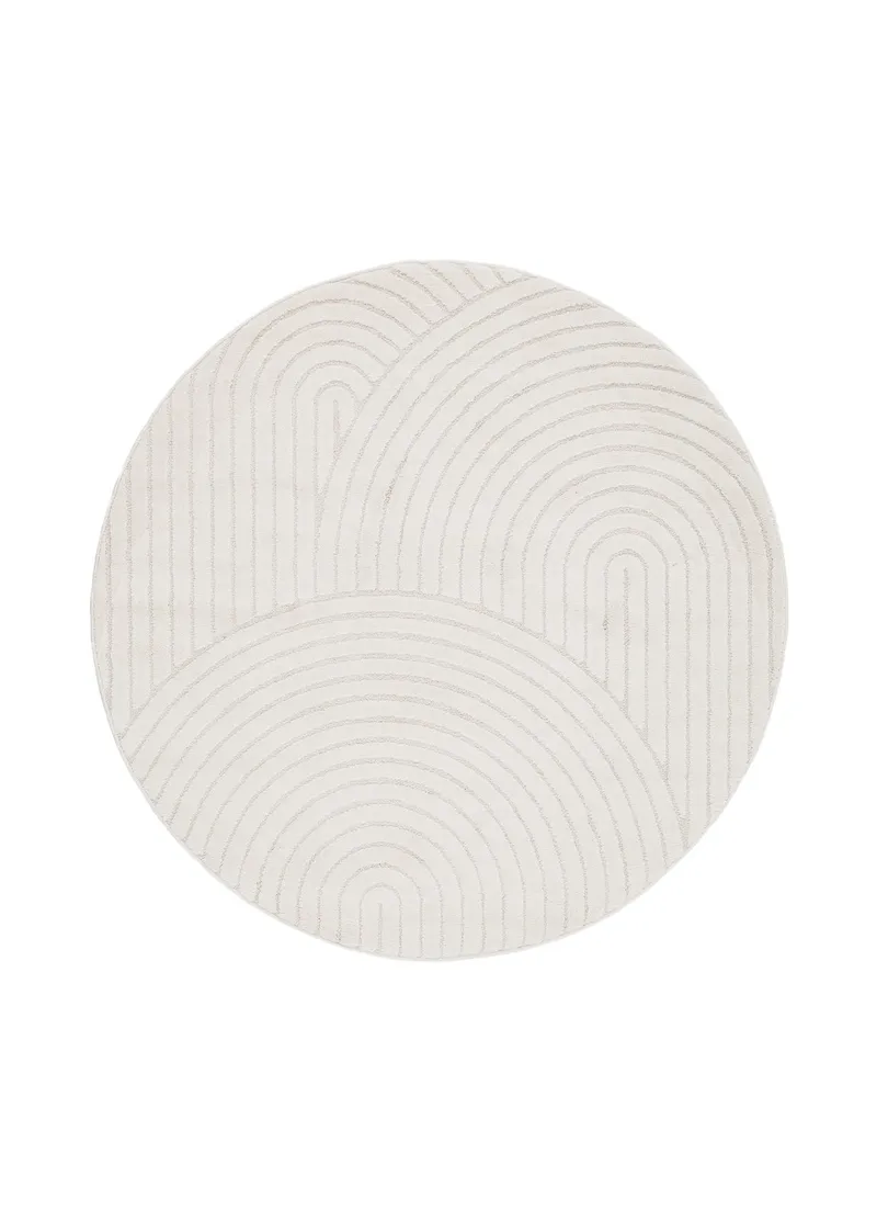 Maskinvævet tæppe KM Home Genova Zen Rund 120x120 cm Hvid, hvid