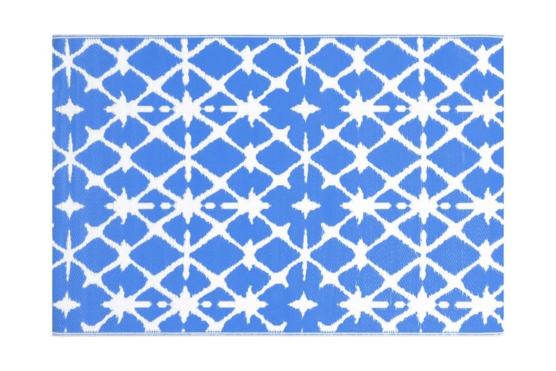 udendørstæppe 120x180 cm PP blå og hvid - Tekstiler - Tæpper - Udendørs tæpper