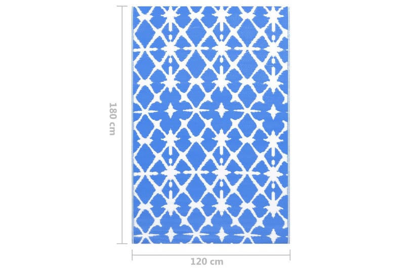 udendørstæppe 120x180 cm PP blå og hvid - Tekstiler - Tæpper - Udendørs tæpper