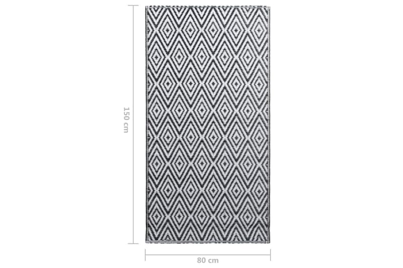 udendørstæppe 80x150 cm PP hvid og sort - Tekstiler - Tæpper - Udendørs tæpper