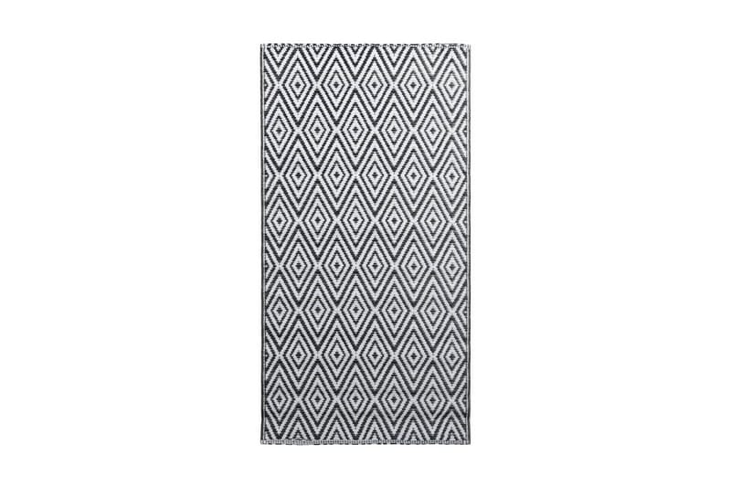 udendørstæppe 80x150 cm PP hvid og sort - Tekstiler - Tæpper - Udendørs tæpper