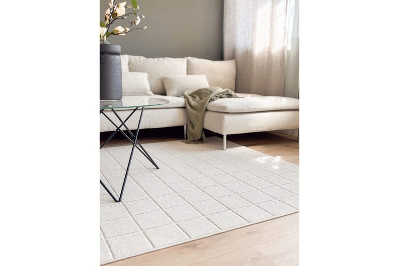 Wiltontæppe tæppe Hawaii Chess 200x200 cm, Creme - 200x200 cm, Creme - Tekstiler - Tæpper - Store tæpper