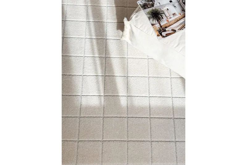 Wiltontæppe tæppe Hawaii Chess 200x200 cm, Creme - 200x200 cm, Creme - Tekstiler - Tæpper - Store tæpper