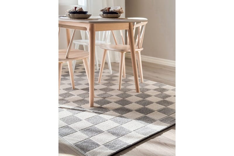Wiltontæppe tæppe Hawaii Chess 200x200 cm, Grå - 200x200 cm, Grå - Tekstiler - Tæpper - Store tæpper