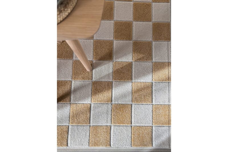 Wiltontæppe tæppe Hawaii Chess 200x200 cm, Gul - 200x200 cm, Gul - Tekstiler - Tæpper - Udendørs tæpper