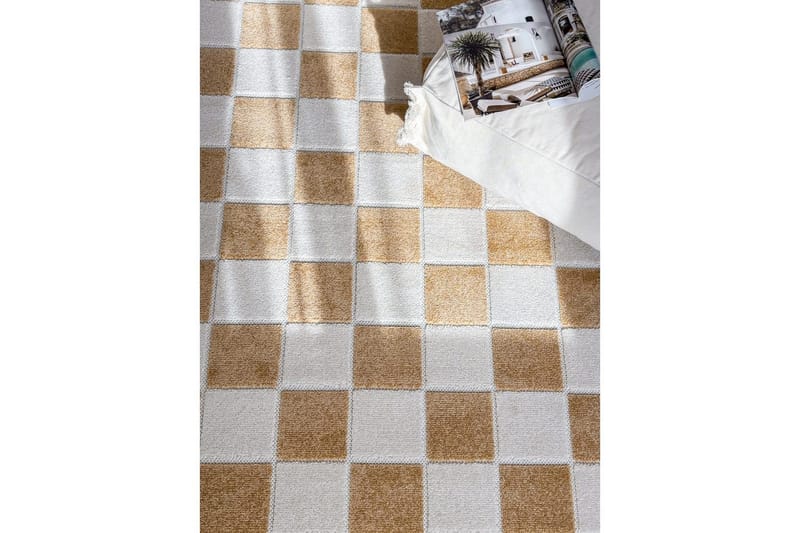 Wiltontæppe tæppe Hawaii Chess 200x290 cm, Gul - 200x290 cm, Gul - Tekstiler - Tæpper - Udendørs tæpper