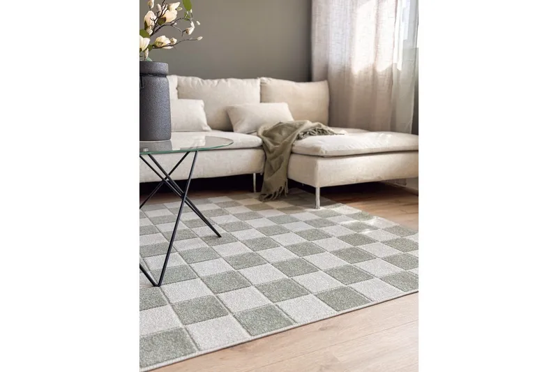 Wiltontæppe tæppe Hawaii Chess 240x240 cm, Grøn - 240x240 cm, Grøn - Tekstiler - Tæpper - Udendørs tæpper