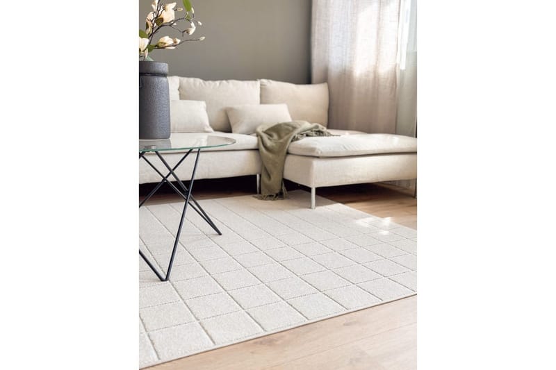 Wiltontæppe tæppe Hawaii Chess 280x280 cm, Creme - 280x280 cm, Creme - Tekstiler - Tæpper - Udendørs tæpper