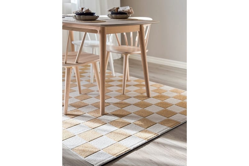 Wiltontæppe tæppe Hawaii Chess 280x280 cm, Gul - 280x280 cm, Gul - Tekstiler - Tæpper - Udendørs tæpper