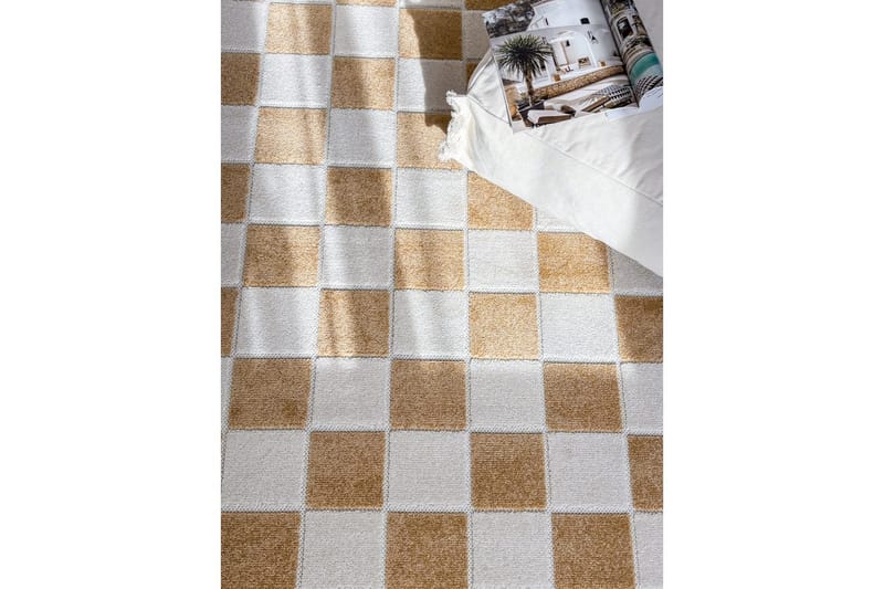 Wiltontæppe tæppe Hawaii Chess 280x280 cm, Gul - 280x280 cm, Gul - Tekstiler - Tæpper - Udendørs tæpper