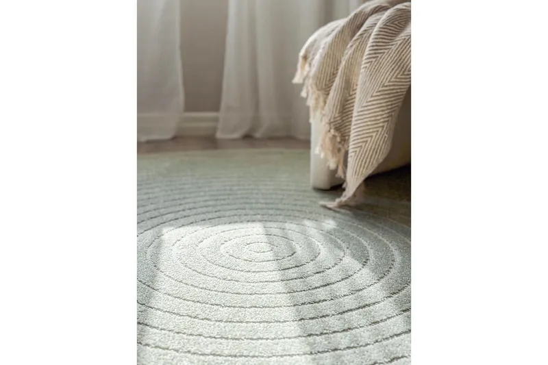 Wiltontæppe tæppe Hawaii Cirkel 240x240 cm, Grøn - 240x240 cm, Grøn - Tekstiler - Tæpper - Udendørs tæpper