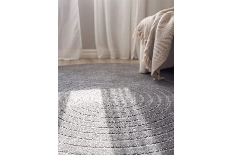 Wiltontæppe tæppe Hawaii Cirkel 240x240 cm, Grafit - 240x240 cm, Grafit - Tekstiler - Tæpper - Udendørs tæpper