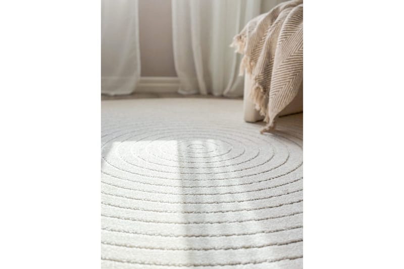 Wiltontæppe tæppe Hawaii Cirkel 280x280 cm, Creme - 280x280 cm, Creme - Tekstiler - Tæpper - Udendørs tæpper