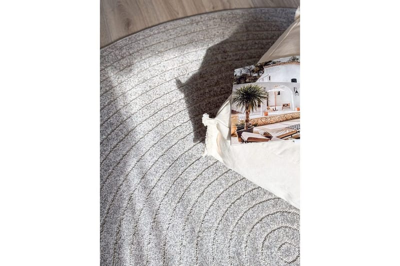 Wiltontæppe tæppe Hawaii Cirkel 280x280 cm, Grå - 280x280 cm, Grå - Tekstiler - Tæpper - Udendørs tæpper