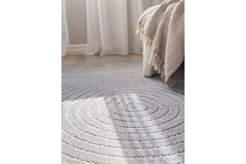 Wiltontæppe tæppe Hawaii Cirkel 280x280 cm, Grå - 280x280 cm, Grå - Tekstiler - Tæpper - Udendørs tæpper