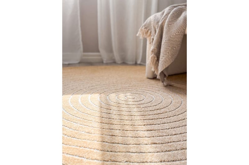 Wiltontæppe tæppe Hawaii Cirkel 280x280 cm, Gul - 280x280 cm, Gul - Tekstiler - Tæpper - Udendørs tæpper