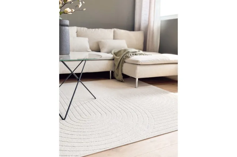 Wiltontæppe tæppe Hawaii Form 240x240 cm, Creme - 240x240 cm, Creme - Tekstiler - Tæpper - Udendørs tæpper