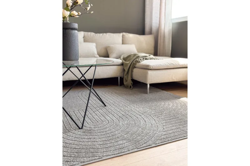 Wiltontæppe tæppe Hawaii Form 240x340 cm, Grå - 240x340 cm, Grå - Tekstiler - Tæpper - Udendørs tæpper