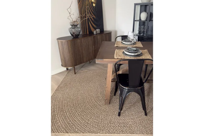 Wiltontæppe tæppe Natural Circle 280x380 cm - 280x380 cm - Tekstiler - Tæpper - Udendørs tæpper