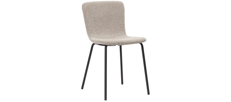 Katy Spisestol, Greige bouclé / Metalben sort