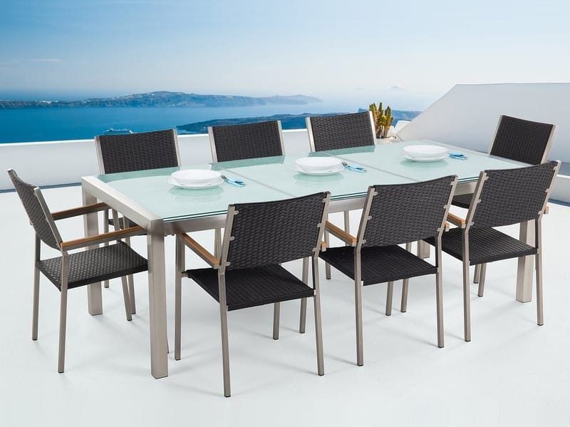 Bacoli Spisebordssæt 220 cm + 8 Stole, Sort
