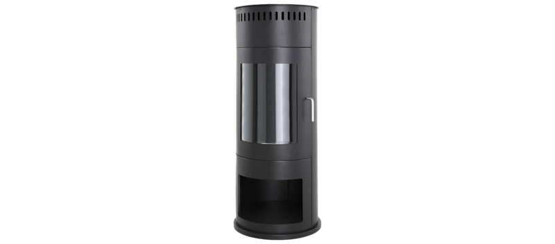 Corbo Fritstående Rund Ethanolpejs 112x45x45 cm i glas og rustfrit stål, Sort