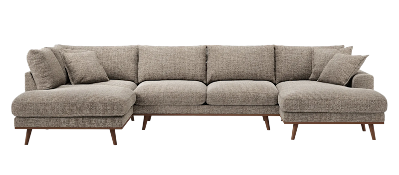 Copenhagen Premium 5-seters Venstrevendt U-formet Dyp Sofa med Divan og Sjeselong i Chenille, Brun