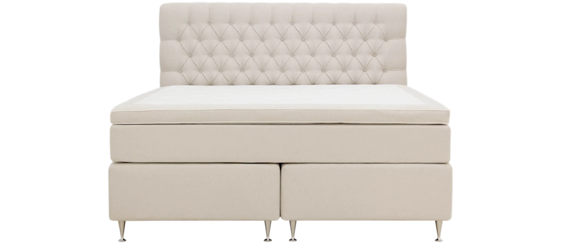 Hilton Lyx Komplet Sengepakke 180x200 cm Kontinentalseng med knapdekoreret sengegavl, Lys beige