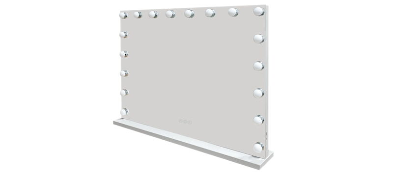 Glow Stor Sminkespejl 80 cm med belysning lamper - Hollywood spejl med USB-opladning, Hvid