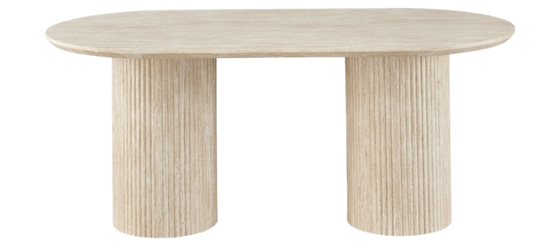 Uppveda Ovalt Spisebord 180x90 cm Travertin Udseende, Sort/Hvid